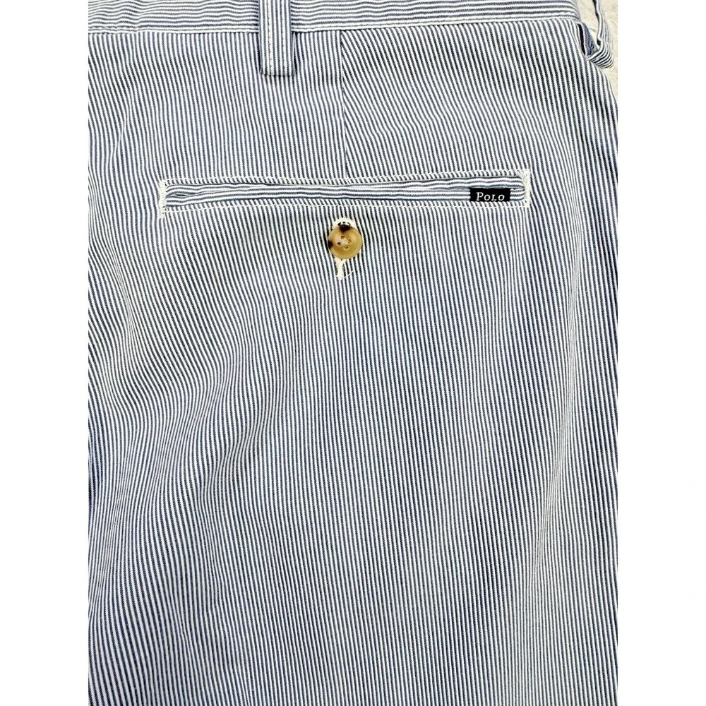 Polo Ralph Lauren Pants‎ Mens 36W 34L Blue White Stripe Seersucker Bleecker
